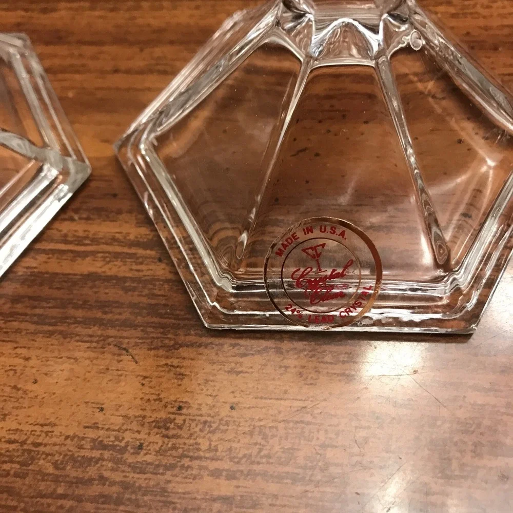 crystal Clear pillar candle holders‎ pair USA 4 inches